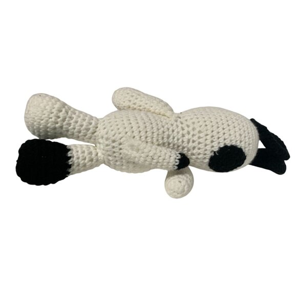 Handmade Knit Crocheted Plush Beagle Dog White Black Stuffed Animal 12 in Tall - Picture 3 of 4